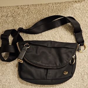 lululemon athletica Black Crossbody Bag with Gold Accents